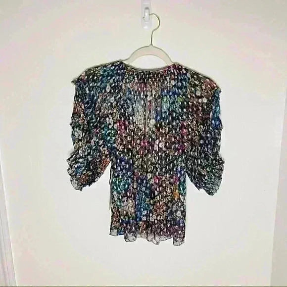 NWT Saylor Anne Button Down Floral Printed Ruffle Blouse in Wildflower Dobby - Picture 5 of 9